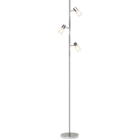 BRILLIANT lampe Lea lampadaire LED triple fer / chrome  3x LED-D45, E14, ampoule LED 4W incluse, (450lm, 2700K)  Échelle A ++ à E  Avec pédale