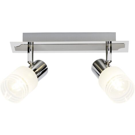 BRILLIANT lampe Lea LED spot bar 2-fl Fer / chrome / blanc  2x LED-D45, E14, ampoule LED 4W incluse, (450lm, 2700K)  Échelle A ++ à E  Économique et durable grâce à l'utilisation de LED