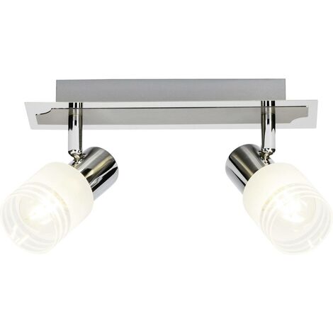 BRILLIANT Lampe Lea LED Spotbalken 2flg eisen/chrom/weiß 2x LED-D45, E14, 4W LED-Tropfenlampe inklusive, (450lm, 2700K) Energiesparend und langlebig durch LED-Einsatz