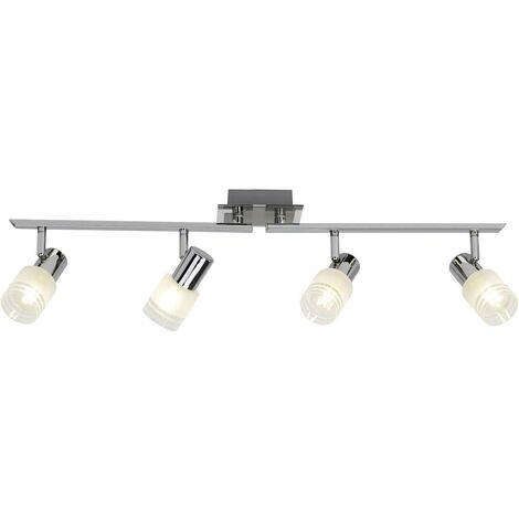BRILLIANT Lampe Lea LED Spotrohr 4flg eisen/chrom/weiß 4x LED-D45, E14, 4W  LED-Tropfenlampe inklusive, 450lm, 2700K Arme drehbar Energiesparend und  langlebig durch LED-Einsatz
