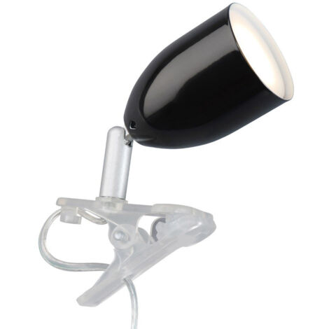 BRILLIANT lampe Leo LED clip lampe noir  1x LED-PAR51, GU10, lampe à réflecteur LED 3W incluse, (240lm, 2700K)  Échelle A ++ à E  Avec interrupteur à cordon