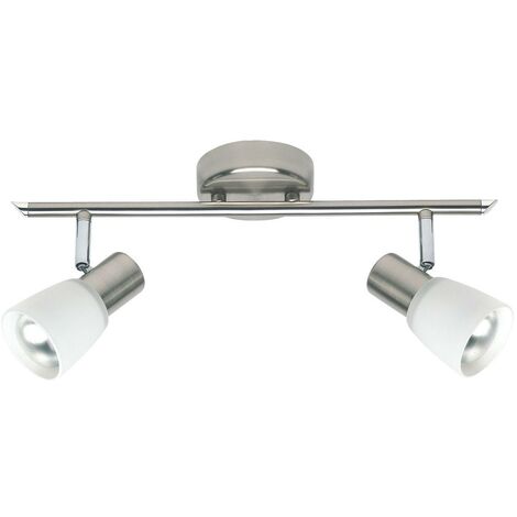 BRILLIANT Lampe Luca Spotrohr 2flg eisen/chrom/weiß  2x R50, E14, 40W, geeignet für Reflektorlampen (nicht enthalten)  Köpfe schwenkbar