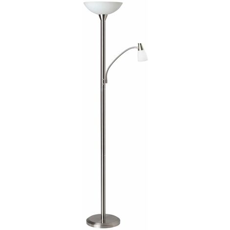BRILLIANT Lampe Lucy LED Deckenfluter Lesearm eisen  1x LED-A60, E27, 5.5W LED-Leuchtmittel inklusive, 470lm, 3000K  Mit Kippschalter  Lesearm individuell einstellbar durch Flexgelenk