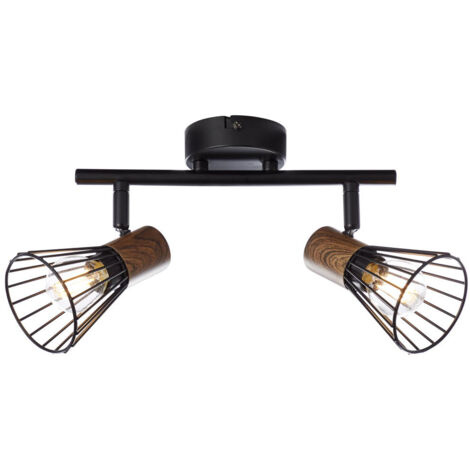 BRILLIANT Lampe Manama Spotrohr 2flg holz dunkel/schwarz matt  2x D45, E14, 18W, geeignet für Tropfenlampen (nicht enthalten)  Köpfe schwenkbar