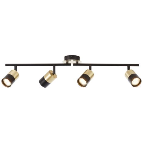BRILLIANT lampe Maribel spot tube 4flg laiton brossé / noir  4x PAR51, GU10, 5W, adapté aux lampes à réflecteur (non incluses)  Échelle A ++ à E  Têtes pivotantes / bras pivotants