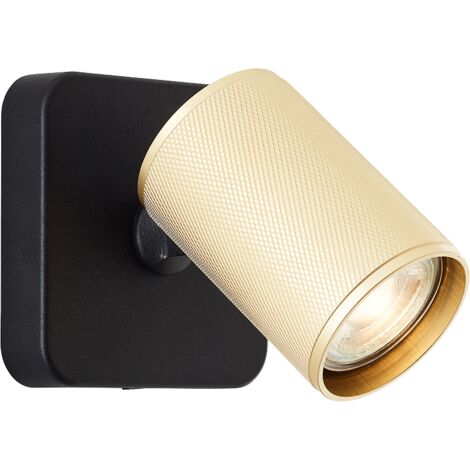 Brilliant lampe Marty LED spot mural sable noir/or mat or 1x GU10, 10 W, ampoule LED incluse et remplaçable