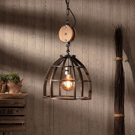 BRILLIANT Lampe Matrix Pendelleuchte 34cm schwarz antik  1x G95, E27, 60W, geeignet für Normallampen (nicht enthalten)  Kette ist kürzbar