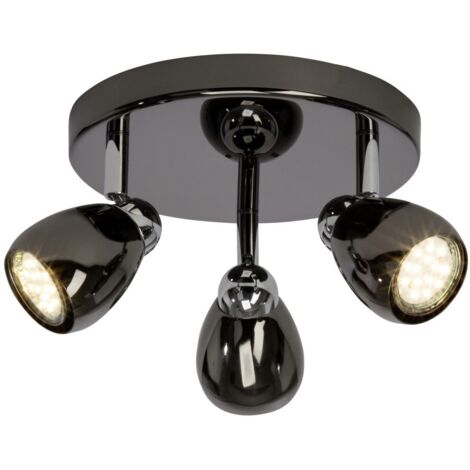 BRILLIANT lampe Milano LED spot rondel 3 lumières chrome / chrome noir  3x LED-PAR51, GU10, 3W lampes à réflecteur LED incluses, (250lm, 3000K)  Échelle A ++ à E  Têtes pivotantes