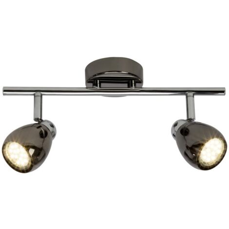 BRILLIANT lampe Milano LED spot tube 2 lumières chrome / chrome noir  2x LED-PAR51, GU10, 3W lampes à réflecteur LED incluses, (250lm, 3000K)  Échelle A ++ à E  Têtes pivotantes