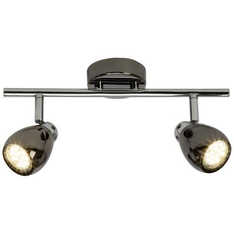 BRILLIANT Lampe Milano LED Spotrohr 2flg chrom/schwarz chrom  2x LED-PAR51, GU10, 3W LED-Reflektorlampen inklusive, (250lm, 3000K)  Köpfe schwenkbar