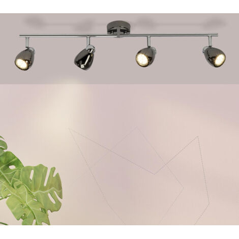 BRILLIANT Lampe Milano LED Spotrohr 4flg chrom/schwarz chrom  4x LED-PAR51, GU10, 3W LED-Reflektorlampen inklusive, (250lm, 3000K)  Arme drehbar / Köpfe schwenkbar