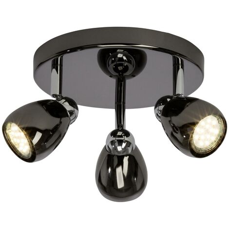 BRILLIANT Lampe Milano LED Spotrondell 3flg chrom/schwarz chrom  3x LED-PAR51, GU10, 3W LED-Reflektorlampen inklusive, (250lm, 3000K)  Köpfe schwenkbar