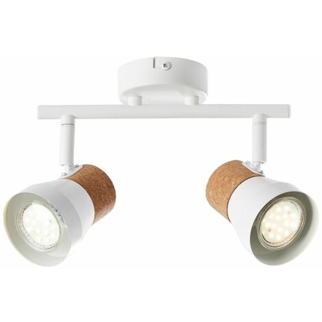 BRILLIANT Lampe Moka Spotrohr 2flg weiß matt/braun 2x PAR51, GU10, 10W,  geeignet für Reflektorlampen (nicht enthalten) Köpfe schwenkbar