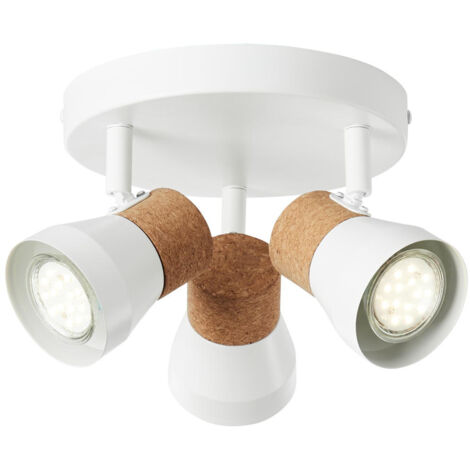 BRILLIANT Lampe Moka Spotrondell 3flg weiß matt/braun  3x PAR51, GU10, 10W, geeignet für Reflektorlampen (nicht enthalten)  Köpfe schwenkbar