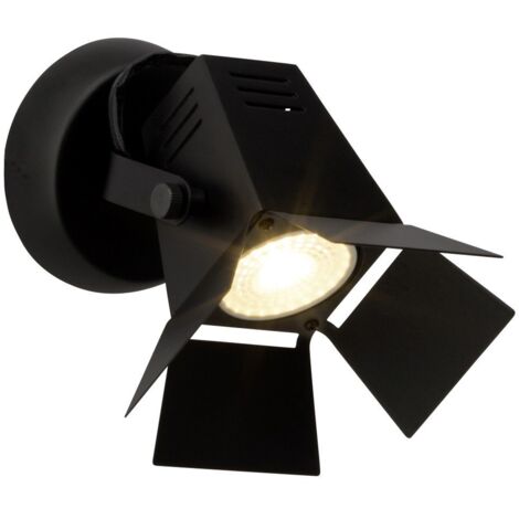 BRILLIANT lampe Movie LED spot mural noir mat  1x LED-PAR51, GU10, lampe à réflecteur LED 5W incluse, (380lm, 3000K)  Échelle A ++ à E  Tête pivotante