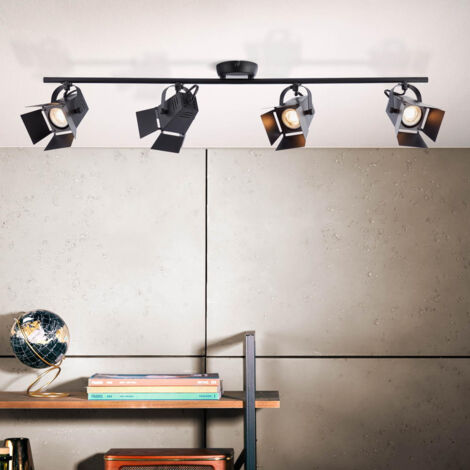 BRILLIANT Lampe Movie LED Spotrohr 4flg schwarz matt  4x LED-PAR51, GU10, 5W LED-Reflektorlampen inklusive, (380lm, 3000K)  Köpfe schwenkbar