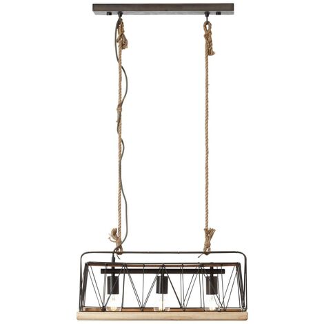 BRILLIANT Lampe Narcy Pendelleuchte 3flg burned steel/holz  3x A60, E27, 40W, geeignet für Normallampen (nicht enthalten)  Für LED-Leuchtmittel geeignet
