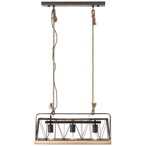 BRILLIANT lampe Narcy suspension 3 flammes acier / bois brûlé  3x A60, E27, 40W, adapté aux lampes normales (non incluses)  Échelle A ++ à E  Convient aux lampes LED