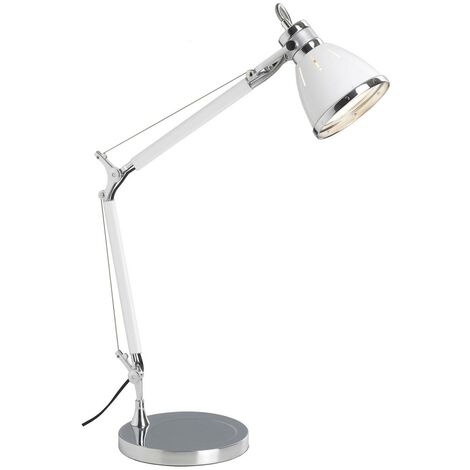 BRILLIANT Lampe Octavia Tischleuchte chrom/weiß  1x A60, E27, 40W, geeignet für Normallampen (nicht enthalten)  Mit Schnurzwischenschalter