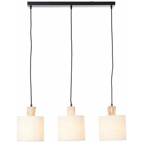 BRILLIANT Lampe, Pia Pendelleuchte 3flg Balken schwarz/natur, 3x A60, E27, 40W, Holz aus nachhaltiger Waldwirtschaft (FSC)
