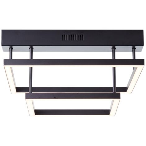 BRILLIANT lampe, Plafonnier LED Ranut 2 flammes noir, 2x LED intégrées, 17W LED intégrées, (1700lm, 3000K), gradable en 3 étapes via interrupteur mural