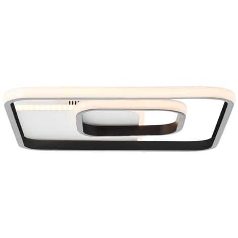 BRILLIANT lampe, plafonnier Merapi LED 40x40cm blanc / noir, 1x LED intégrée, 34W LED intégrée, (3600lm, 3000K), économe en énergie et durable grâce à l'insert LED