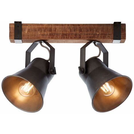 BRILLIANT Lampe Plow Spotbalken 2flg schwarz stahl 2x A60, E27, 10W, g.f. Normallampen n. ent. Köpfe schwenkbar Für LED-Leuchtmittel geeignet