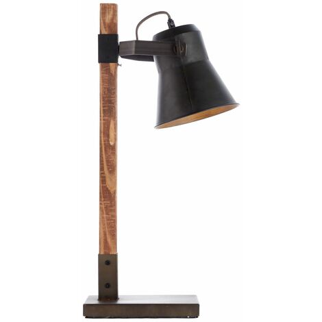 BRILLIANT Lampe Plow Tischleuchte schwarz stahl/holz  1x A60, E27, 10W, geeignet für Normallampen (nicht enthalten)  Mit Schnurzwischenschalter