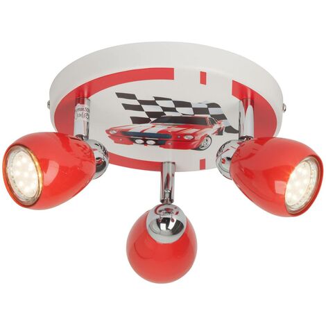 BRILLIANT Lampe Racing LED Spotrondell 3flg rot/weiß-schwarz  3x LED-PAR51, GU10, 3W LED-Reflektorlampen inklusive, (250lm, 3000K)  Köpfe schwenkbar