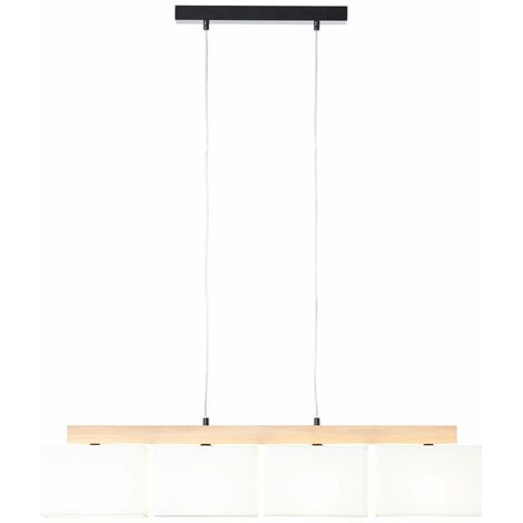 BRILLIANT Lampe, Rayan Pendelleuchte 4flg eiche geölt/weiß, 4x A60, E27, 25W, Holz aus nachhaltiger Waldwirtschaft (FSC)