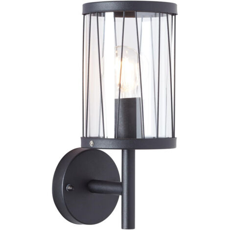 BRILLIANT Lampe Reed Außenwandleuchte stehend schwarz matt  1x A60, E27, 60W, geeignet für Normallampen (nicht enthalten)  IP-Schutzart: 44 - spritzwassergeschützt