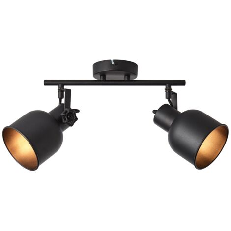 BRILLIANT lampe, Rolet spot tube 2-flammes sable noir, métal, 2x D45, E14, 18W, lampes en forme de larme (non incluses), A ++