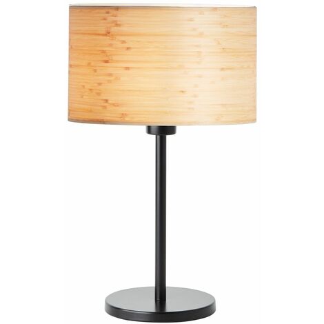 BRILLIANT Lampe, Romm Tischleuchte holz hell/schwarz, 1x A60, E27, 52W, Mit Schnurzwischenschalter