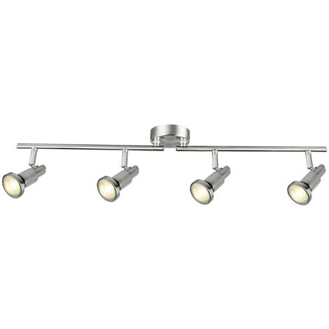 BRILLIANT Lampe Ryan LED Spotrohr 4flg eisen/chrom  4x LED-PAR51, GU10, 5W LED-Reflektorlampen inklusive, (380lm, 3000K)  Arme drehbar / Köpfe schwenkbar