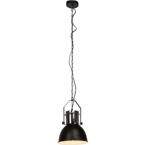 BRILLIANT lampe Salford suspension 23cm noir / chrome  1x A60, E27, 60W, adapté aux lampes standard (non incluses)  Échelle A ++ à E  La chaîne peut être raccourcie