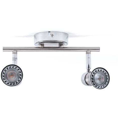 BRILLIANT Lampe Sanny LED Spotrohr 2flg eisen/chrom  2x LED-PAR51, GU10, 3W LED-Reflektorlampen inklusive, (250lm, 3000K)  Köpfe schwenkbar