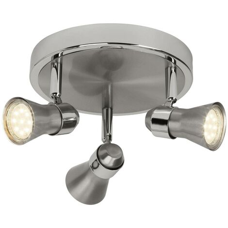 BRILLIANT Lampe Sanny LED Spotrondell 3flg eisen/chrom  3x LED-PAR51, GU10, 3W LED-Reflektorlampen inklusive, (250lm, 3000K)  Köpfe schwenkbar