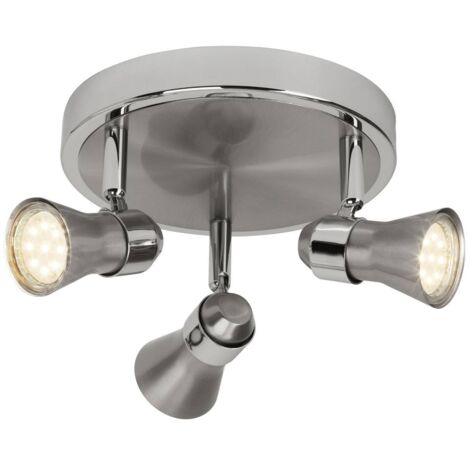 BRILLIANT lampe Sanny LED Spotrondell 3flg fer / chrome  3x LED-PAR51, GU10, 3W lampes à réflecteur LED incluses, (250lm, 3000K)  Échelle A ++ à E  Têtes pivotantes
