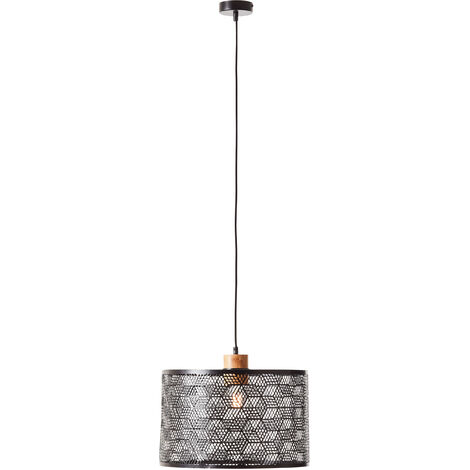 Brilliant Lampe Santy Pendelleuchte 1flg schwarz/natur Kunststoff schwarz 1x A60, E27, 52 W