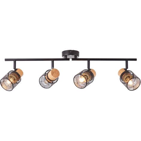 Brilliant Lampe Santy Spotrohr 4flg schwarz/natur braun 4x D45, E14, 42 W