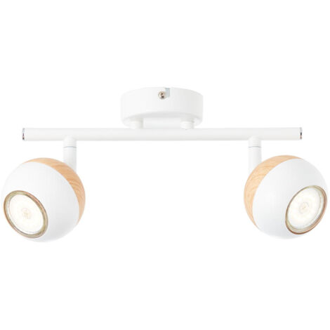 BRILLIANT Lampe Scan LED Spotrohr 2flg weiß/holz hell  2x LED-PAR51, GU10, 3W LED-Reflektorlampen inklusive, (250lm, 3000K)  Köpfe schwenkbar