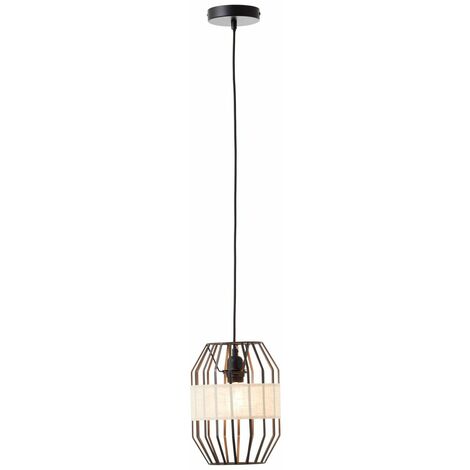 BRILLIANT Lampe, Slope Pendelleuchte 23cm schwarz/natur, 1x A60, E27, 40W, Kabel kürzbar / in der Höhe einstellbar