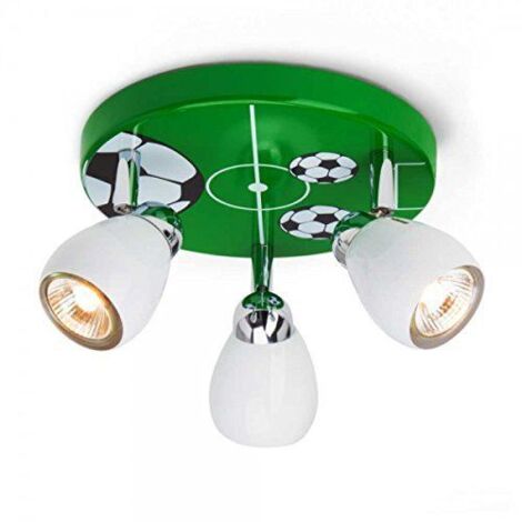 BRILLIANT lampe Soccer LED Spotrondell 3flg blanc / vert-noir-blanc  3x LED-PAR51, GU10, 3W lampes à réflecteur LED incluses, (250lm, 3000K)  Échelle A ++ à E  Têtes pivotantes