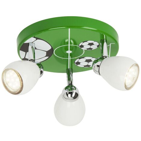 BRILLIANT Lampe Soccer LED Spotrondell 3flg weiß/grün-schwarz-weiß  3x LED-PAR51, GU10, 3W LED-Reflektorlampen inklusive, (250lm, 3000K)  Köpfe schwenkbar
