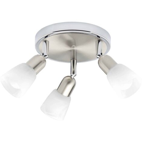 BRILLIANT lampe Sofia spot cocarde triple fer / chrome / blanc  3x D45, E14, 40W, adaptées aux lampes à suspension (non incluses)  Échelle A ++ à E  Têtes pivotantes