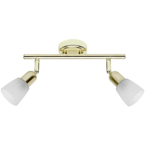 BRILLIANT Lampe Sofia Spotrohr 2flg messing/weiß-alabaster  2x D45, E14, 40W, geeignet für Tropfenlampen (nicht enthalten)  Köpfe schwenkbar