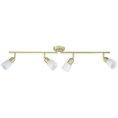 BRILLIANT Lampe Sofia Spotrohr 4flg messing/weiß-alabaster  4x D45, E14, 40W, geeignet für Tropfenlampen (nicht enthalten)  Arme drehbar / Köpfe schwenkbar
