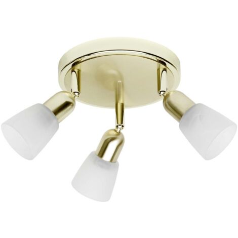 BRILLIANT lampe Sofia Spotrondell 3flg laiton / blanc-albâtre  3x D45, E14, 40W, adaptées aux lampes à suspension (non incluses)  Échelle A ++ à E  Têtes pivotantes