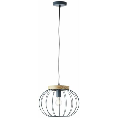 BRILLIANT Lampe, Sorana Pendelleuchte 1flg türkis, Metall/Holz, 1x A60, E27, 40W,Normallampen (nicht enthalten)