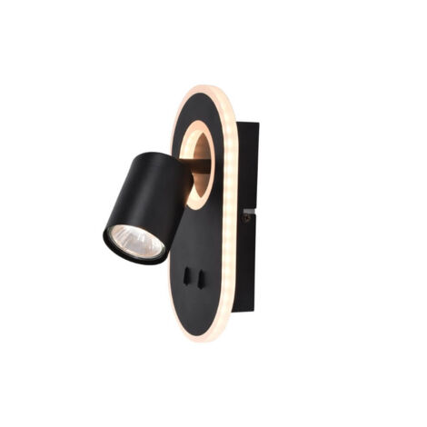BRILLIANT lampe, spot mural à LED Kimon, noir, 1x PAR51, GU10, 5W adapté aux lampes à réflecteur, tête pivotante